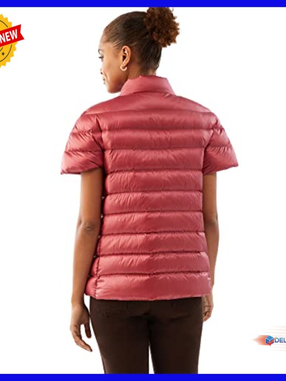 Women's Quilted Down Puffer Vest Short Sleeve Lightweight Winter Jacket - Picture 2 of 7